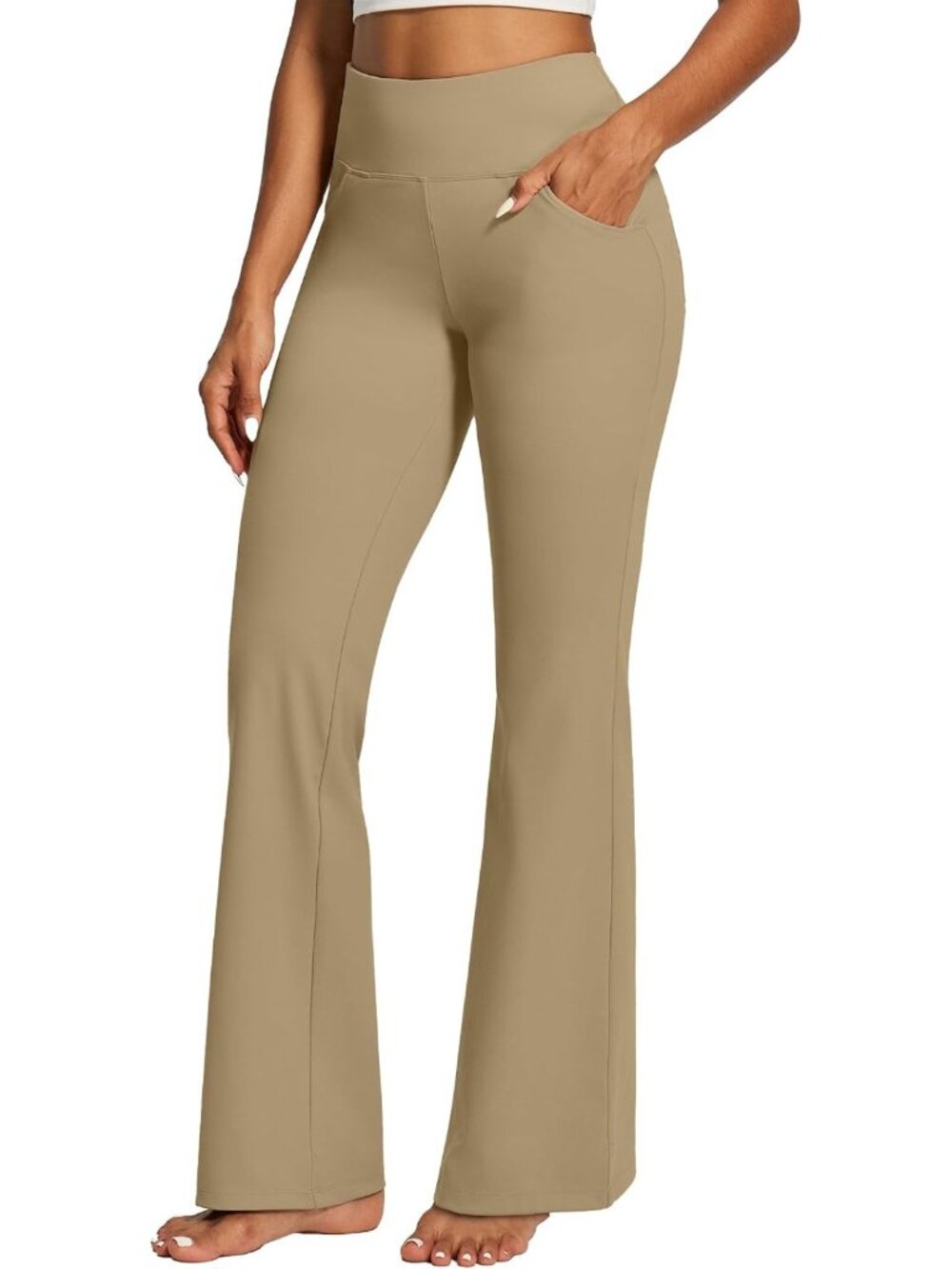 High Waist Bootcut Yoga Pants for Women - Flare Leggings with Pockets, Workout